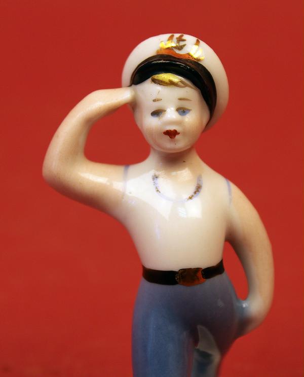 Soviet Russian PORCELAIN FIGURINE Boy SAILOR Naval Cadet 1960s 